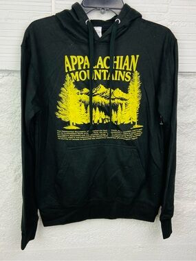 NWOT Return to sender Black Appalachian Mountains Graphic fleece Hoodie SZ small